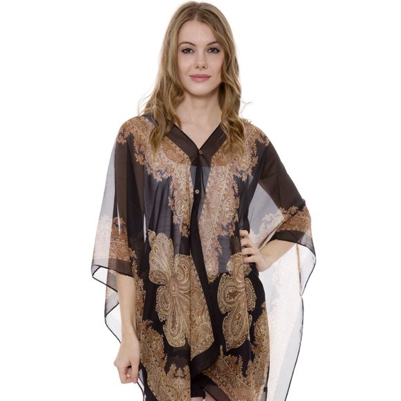 P/S Paisley Prints·Kimono·Wrap·Swimsuit Cover·Bikini Cover up·ComfyLuxe - Picture 3 of 11